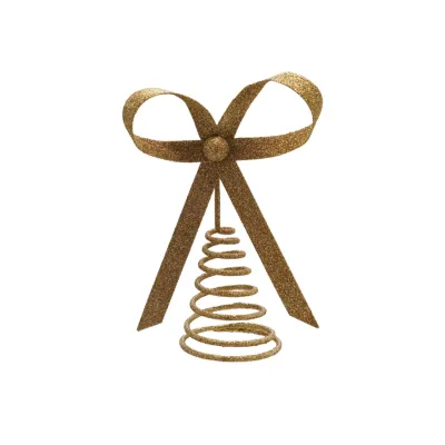 Metal Bow Tree Topper - Gold Glitter Finish