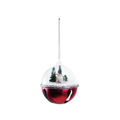 Glass &amp; Metal Jingle Bell/Snow Globe Ornament