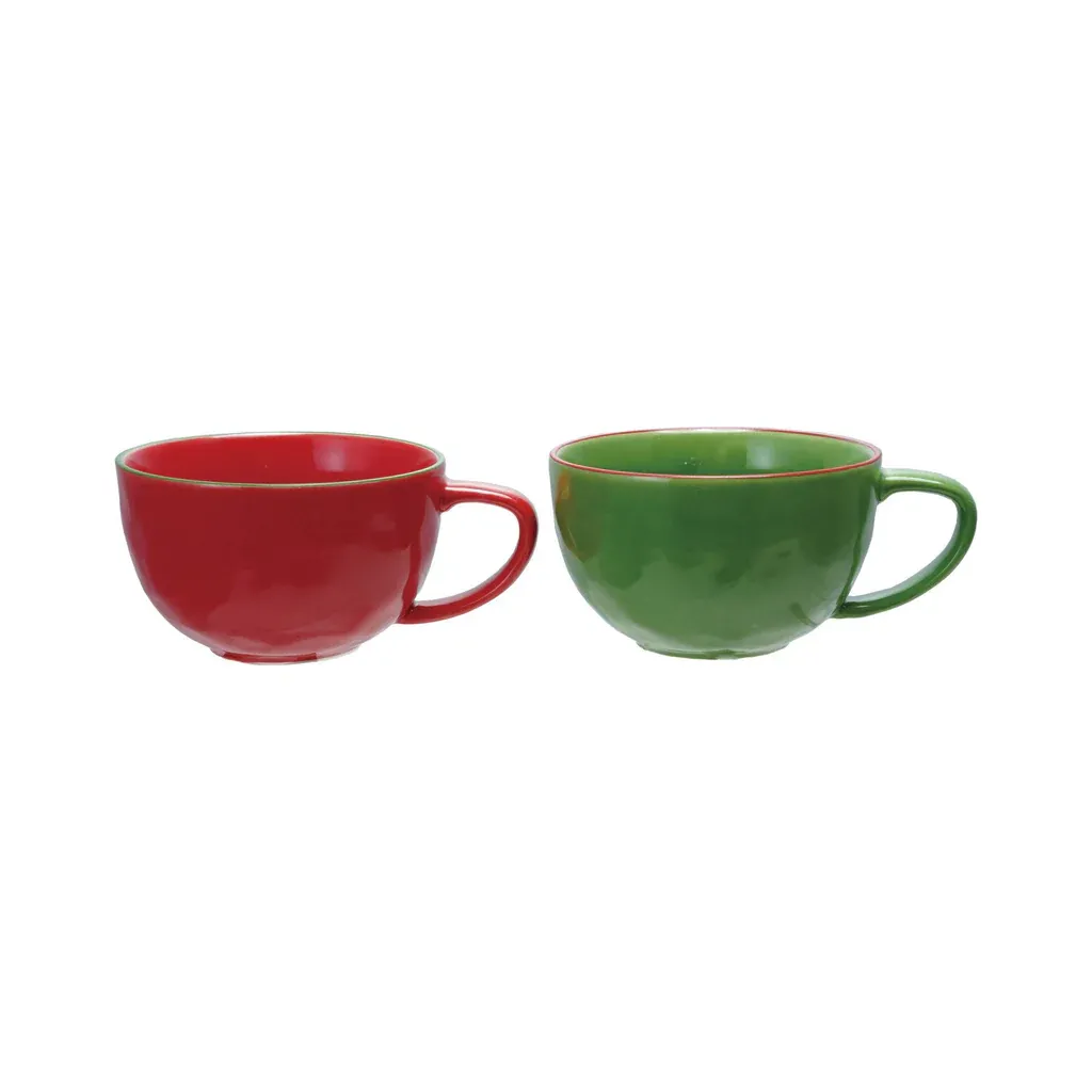 Stoneware Mug with Colored Rim