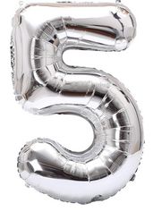 Silver Mylar Balloon 40&quot; - Five