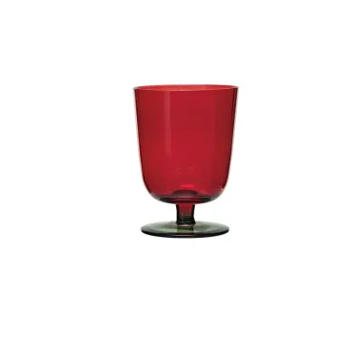 Stemmed Fluted Drinking Glass - Green &amp; Red