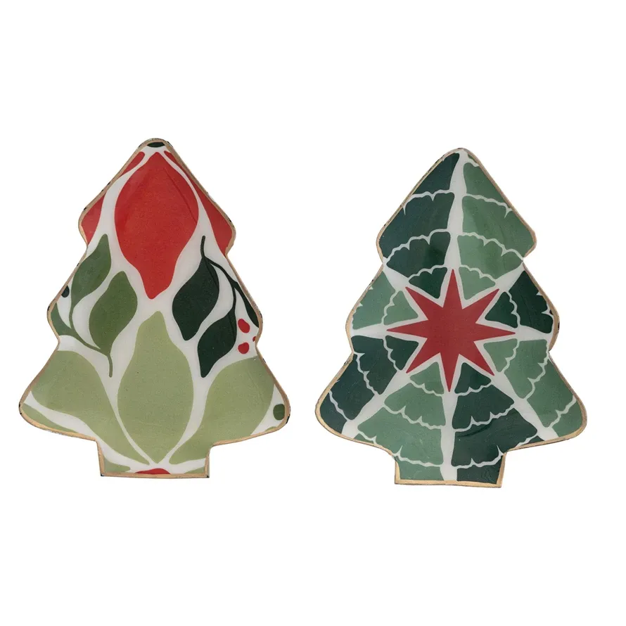 Enameled Metal Tree Shaped Tray