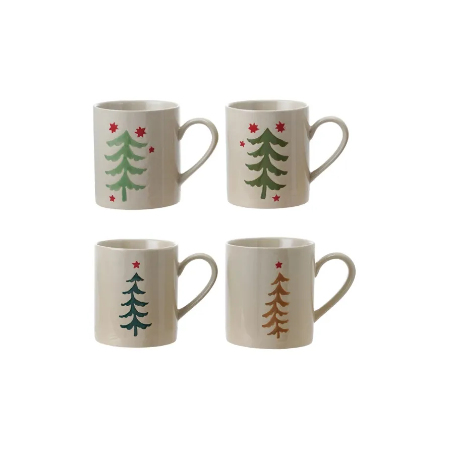 12 oz. Hand-Painted Stoneware Mug w/ Tree