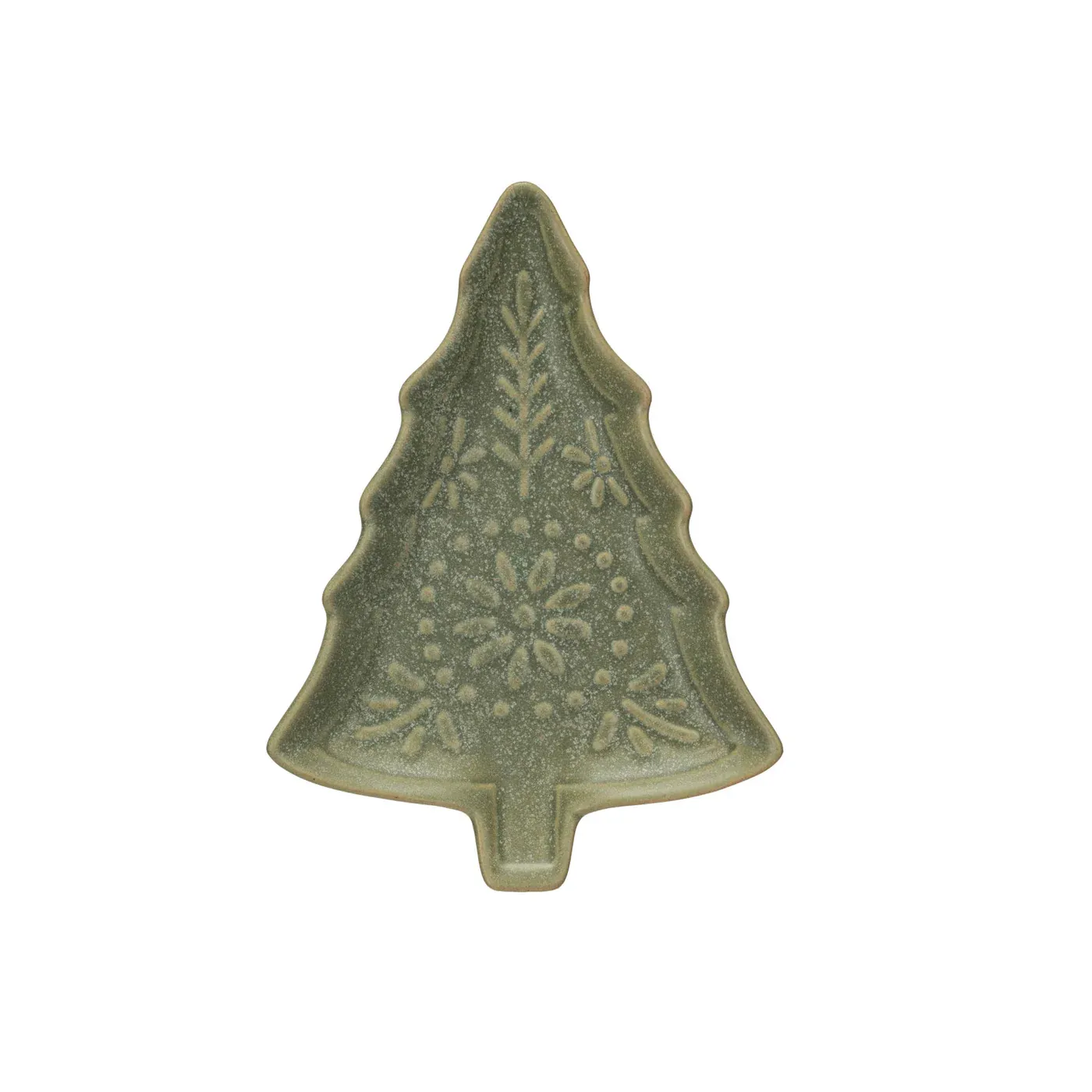 Stoneware Tree Shaped Plate - Matte Reactive Glaze