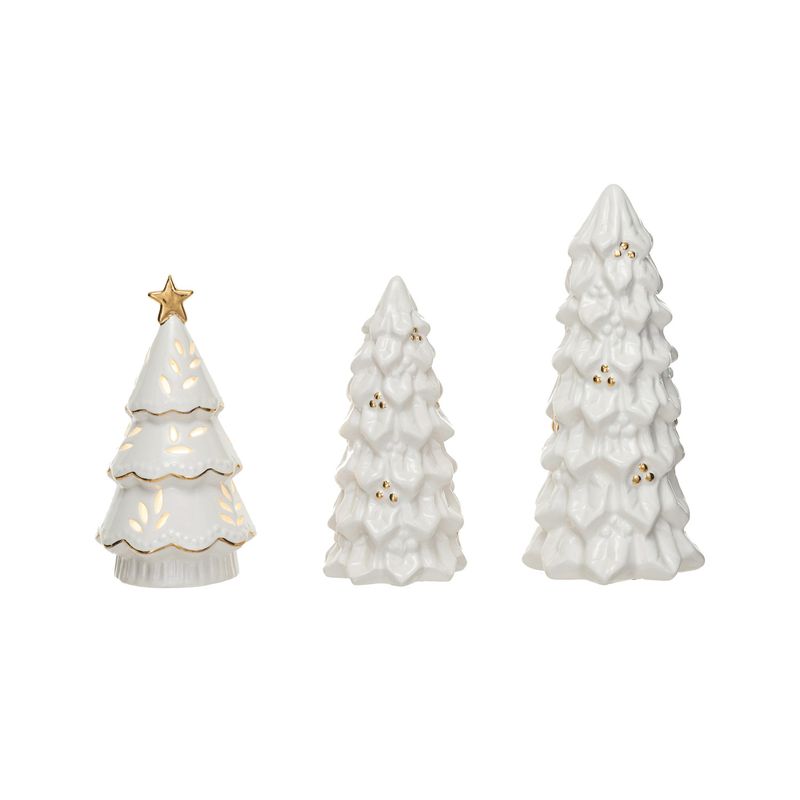 Stoneware LED Christmas Tree, White