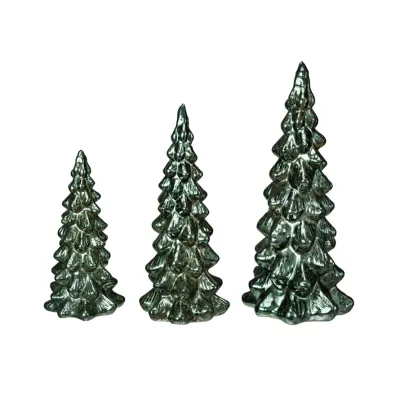 Green Mercury Glass LED Tree