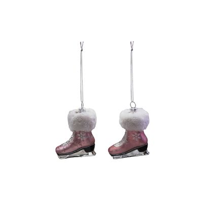 Mercury Glass Ice Skate Ornament w/ Faux Fur Cuff