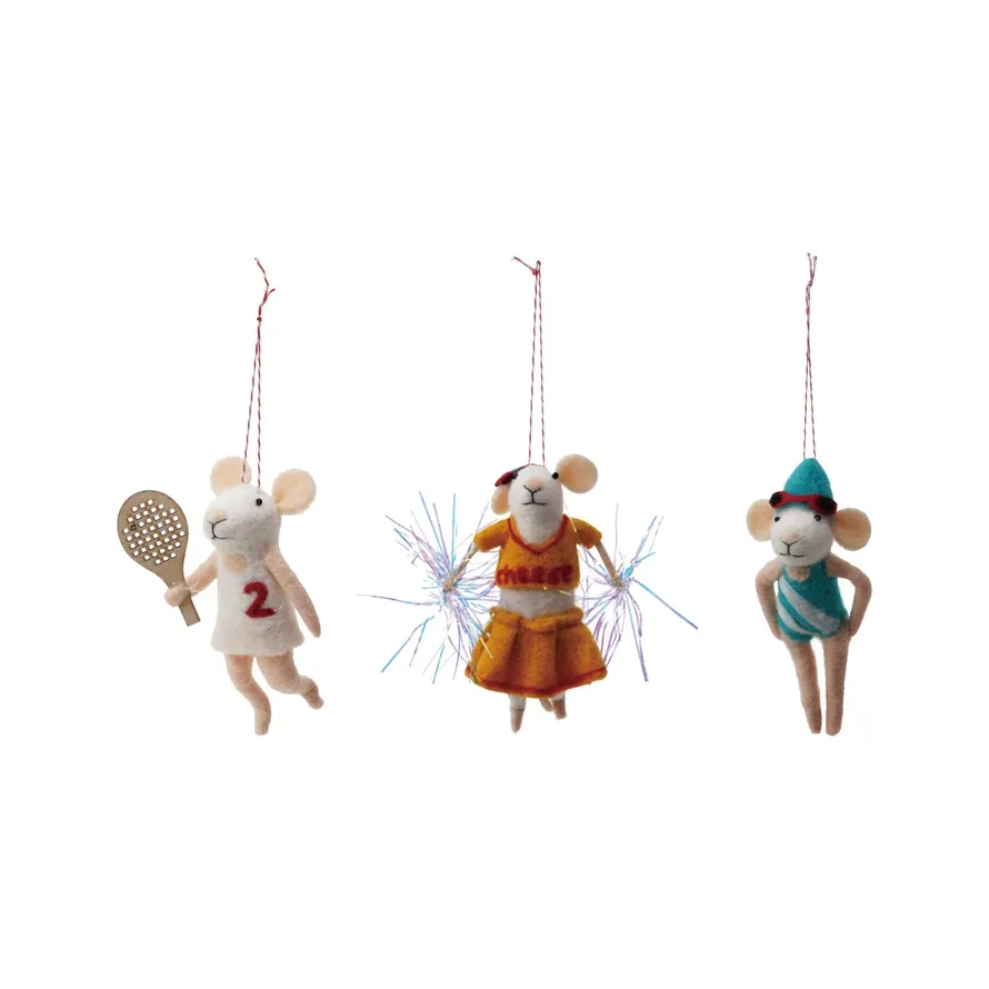 Wool Felt Mouse in Tennis Dress w/ Racket