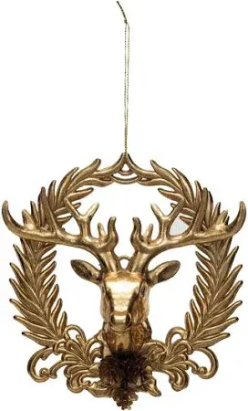 Gold Plastic Wreath w/ Deer Ornament