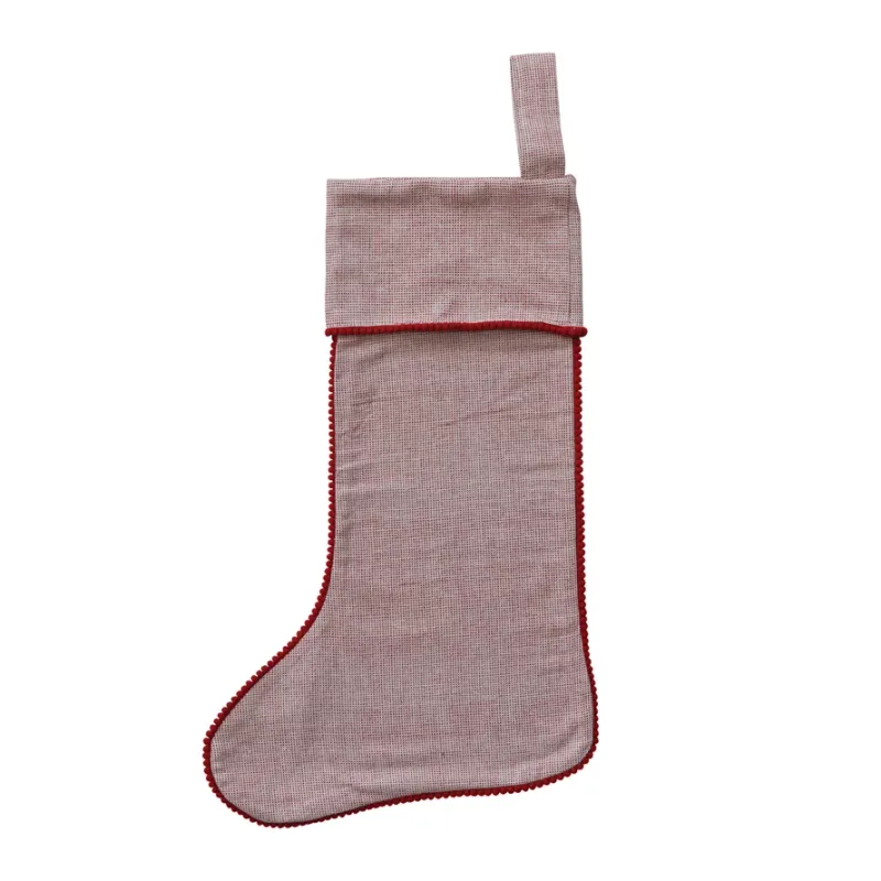 Stocking with Red Mini Pom Pom Trim