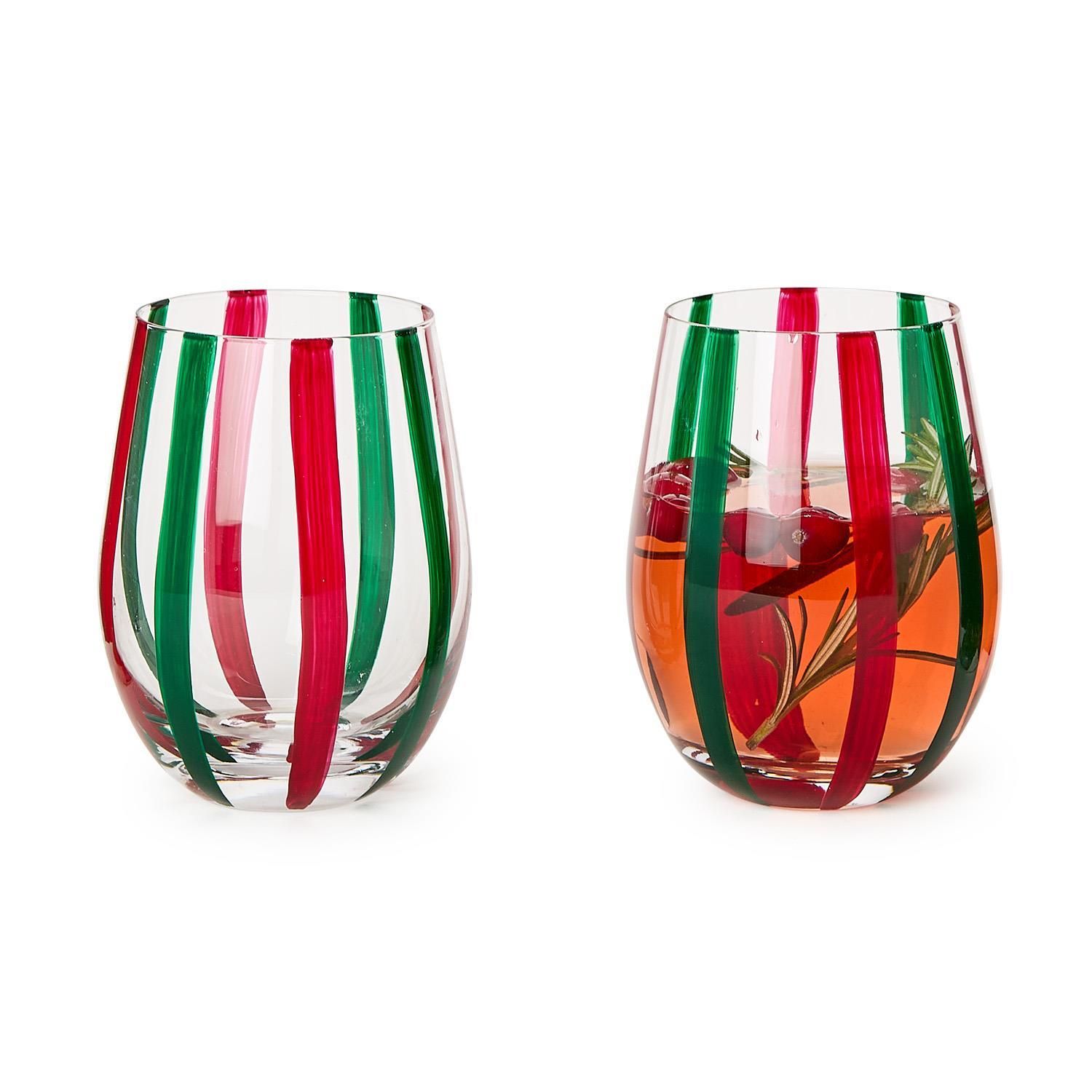 Stripe Stemless Wine Glass