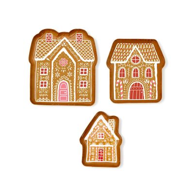 Enameled Gingerbread House Plates