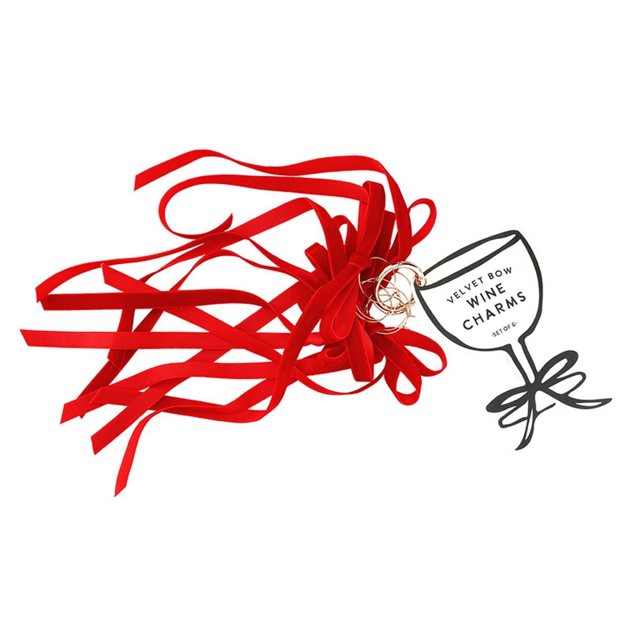 Red Velvet Bow Wine Charm (Set of 6)