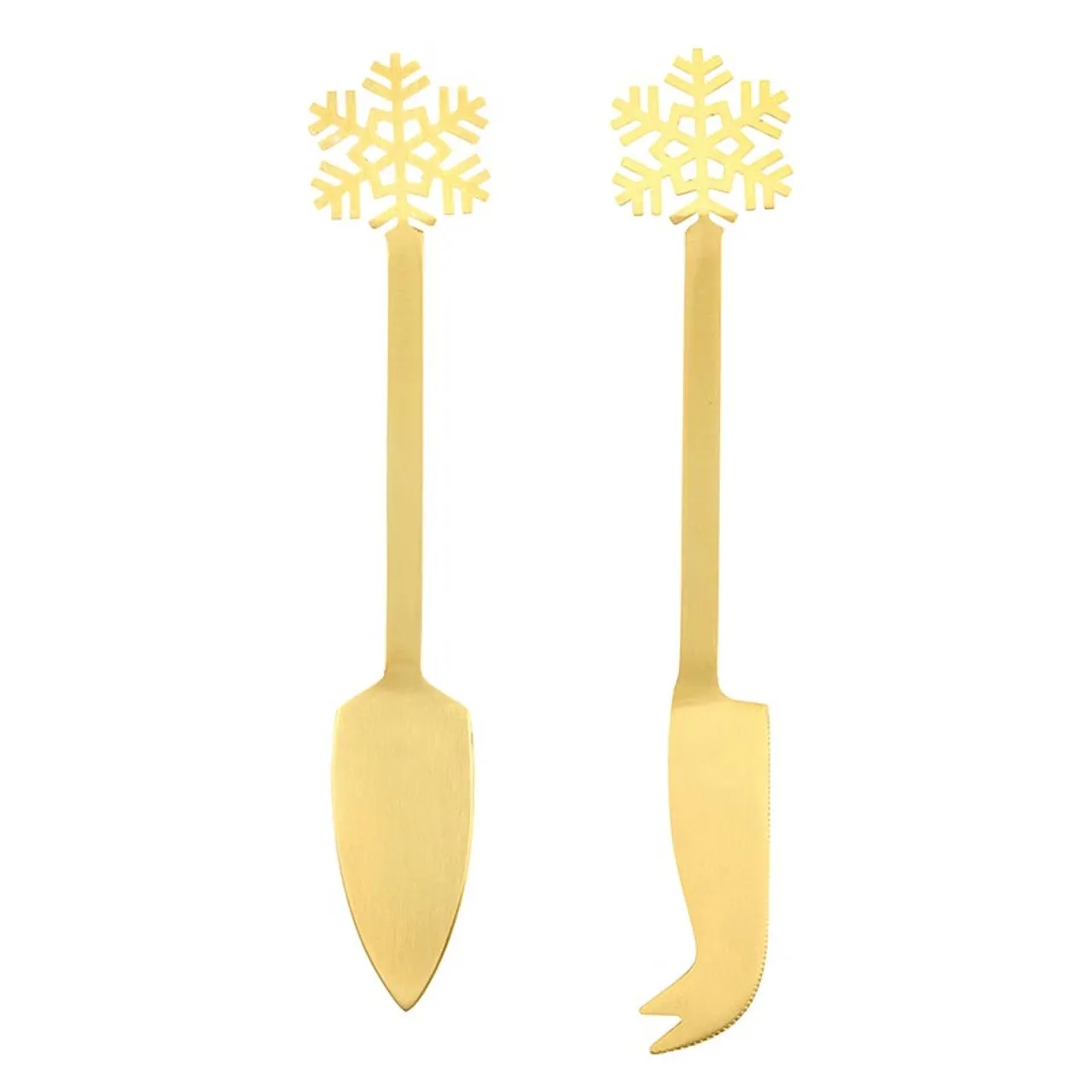 Gold Snowflake Cheese Knives (S/2)