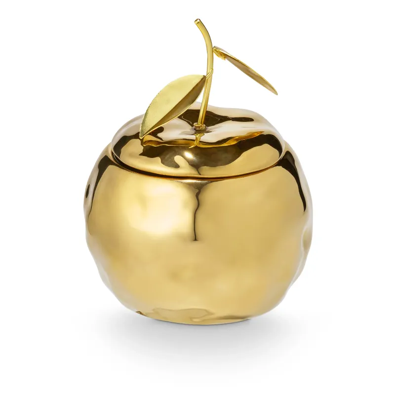 Gilded Citrus Ceramic Apple Candle