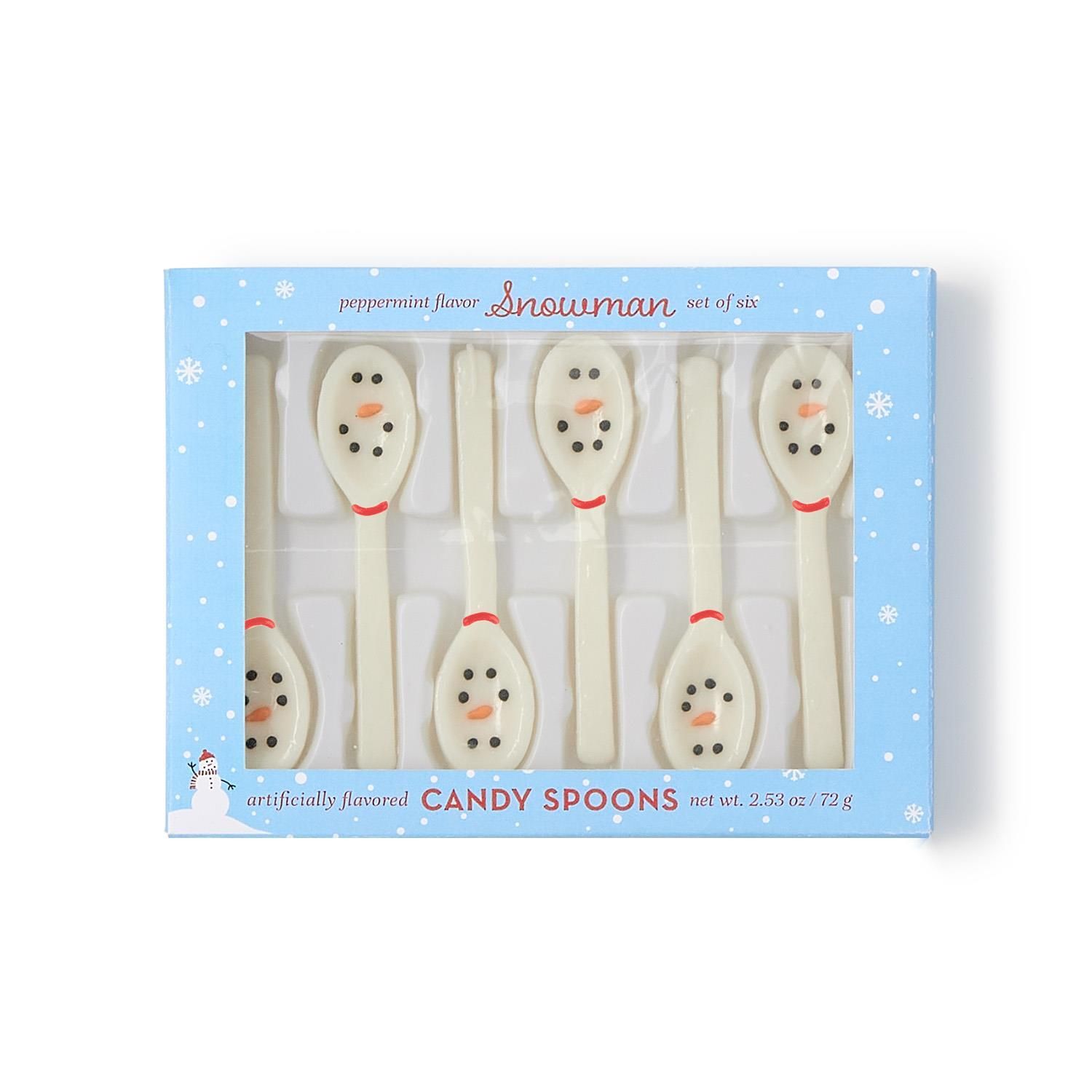 Snowman Set of 6 Edible Peppermint Flavor Candy Spoons