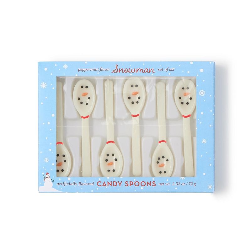 Snowman Set of 6 Edible Peppermint Flavor Candy Spoons