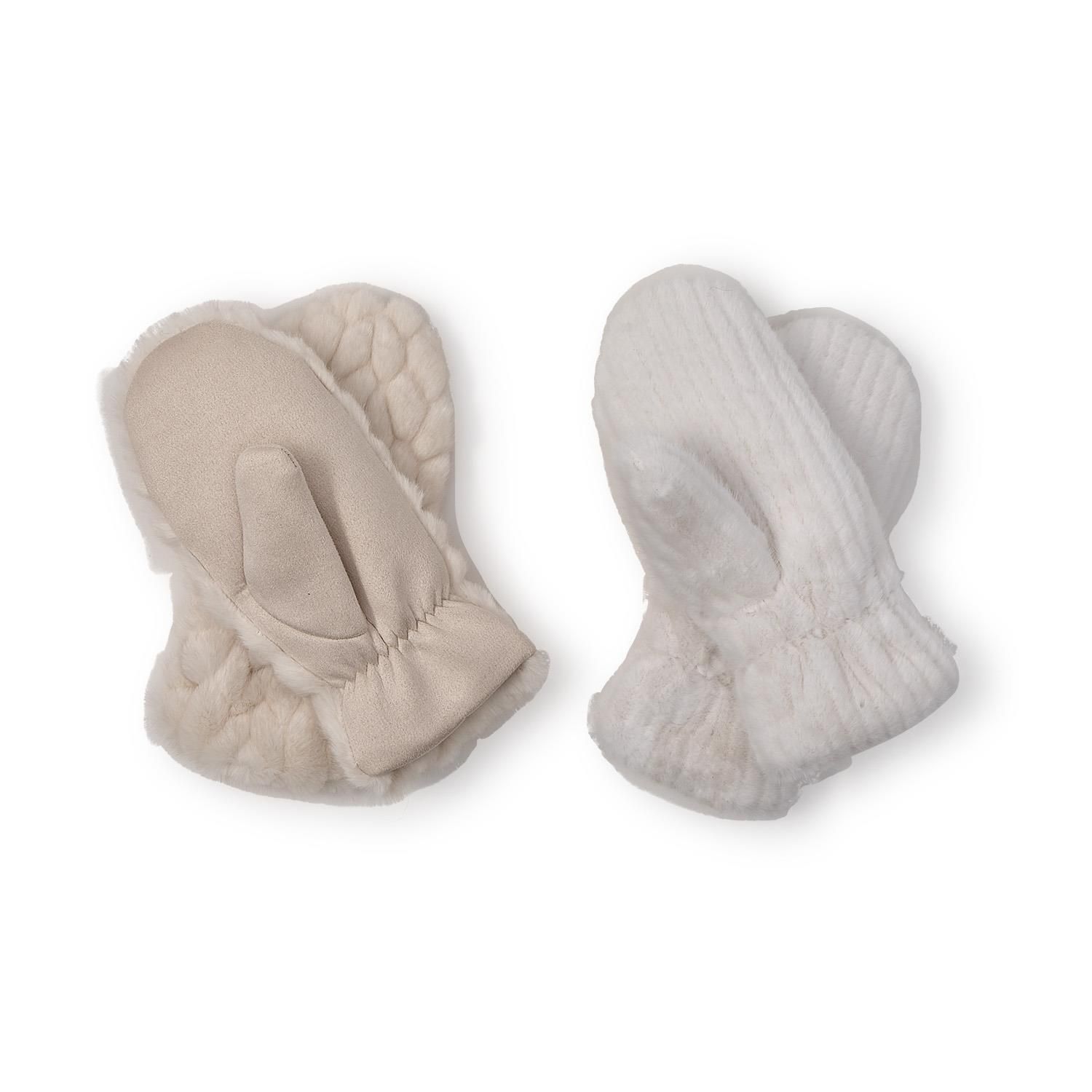 Plush Paws Winter White Faux Fur Mittens