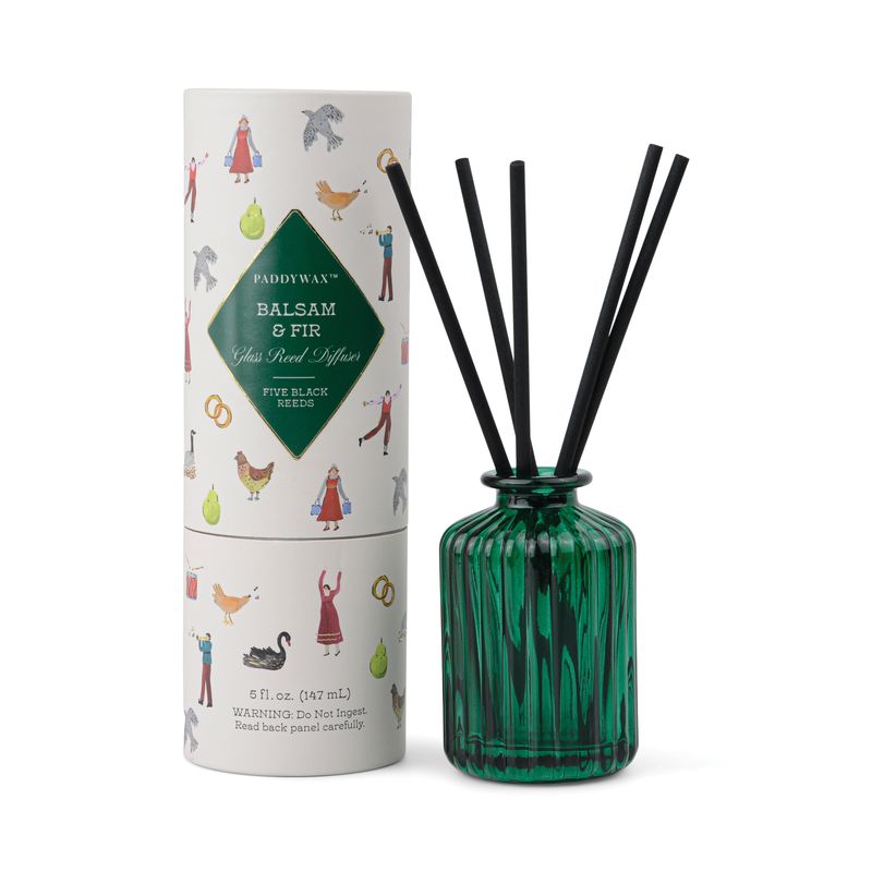Green Ribbed Glass Diffuser - Balsam &amp; Fir