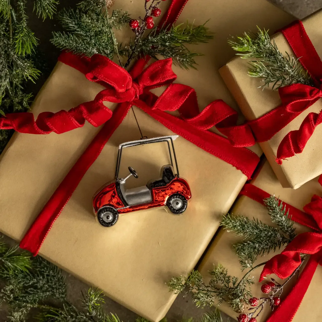 Red Golf Cart Ornament