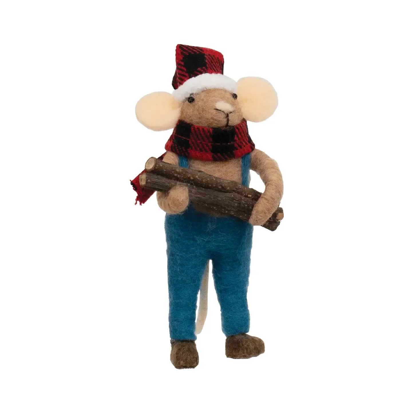 Lumberjack Mouse Felted Ornament