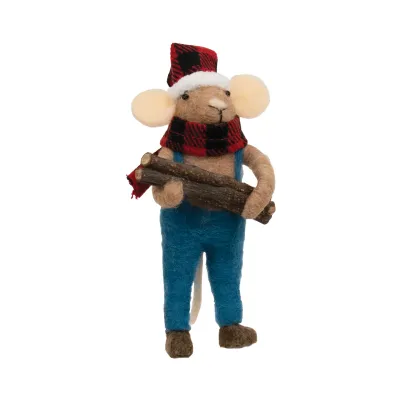 Lumberjack Mouse Felted Ornament