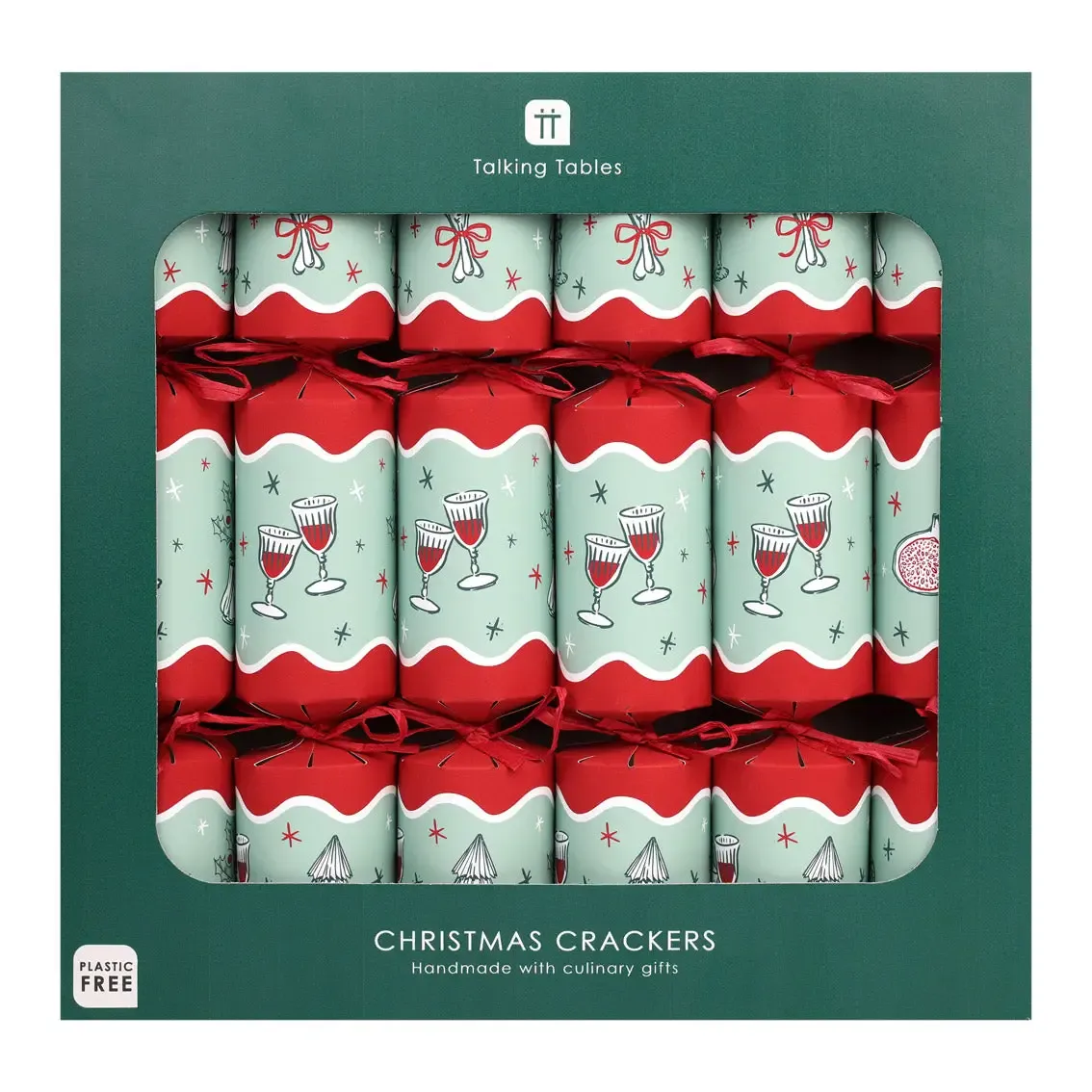 Bon Noel Green Christmas Crackers - 6 Pack