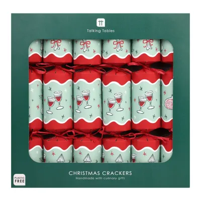 Bon Noel Green Christmas Crackers - 6 Pack