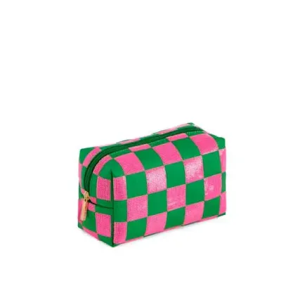 Cara Green Check Pattern Zip Pouch