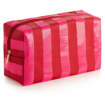 Cara Red &amp; Pink Large Stripe Zip Pouch