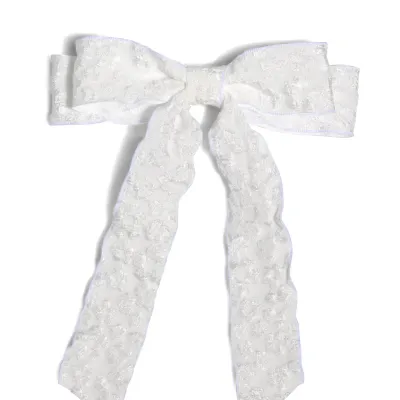 Ivory Textured Bow Clip