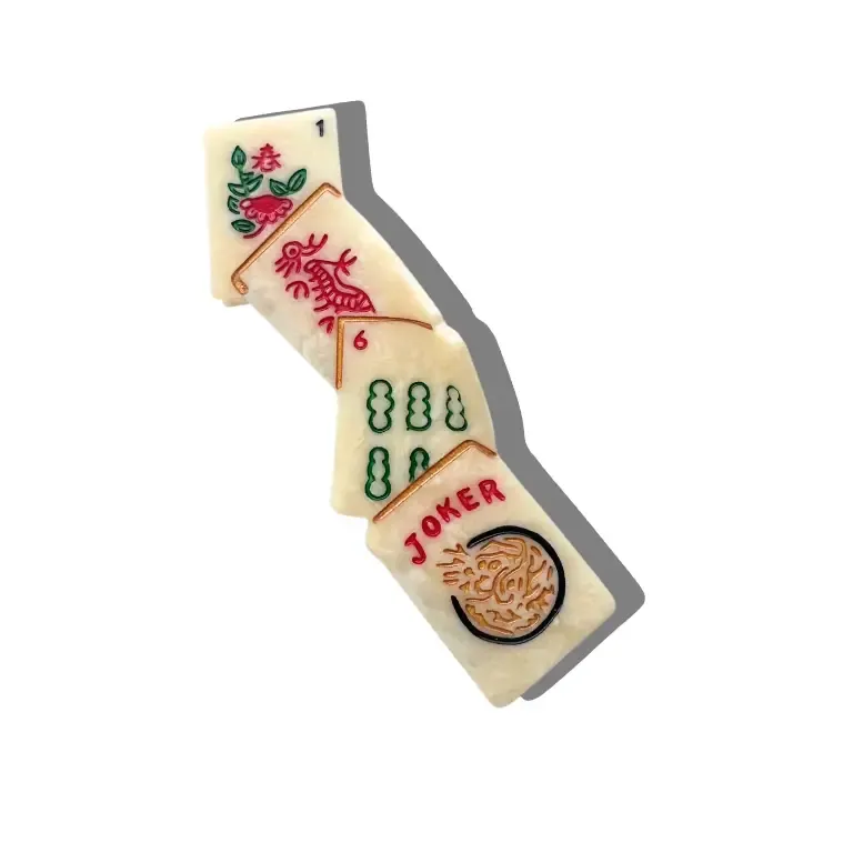 Hand-Painted Mahjong Claw Hair Clip