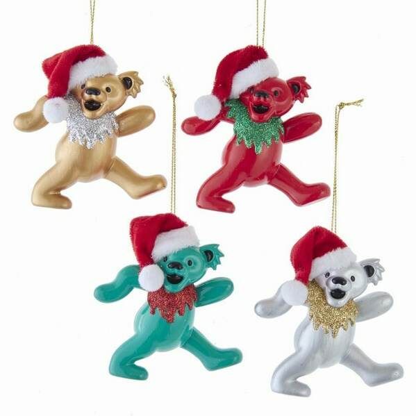 3.5&quot; Grateful Dead Bear w/ Santa Hat Ornament