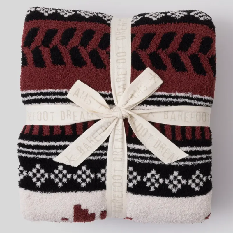 CozyChic Fair Isle Throw - Crimson/Multi