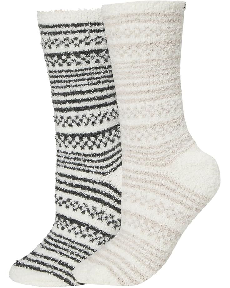 CozyChic Checkered Stripe Sock Set - Dark Moss &amp; Stone