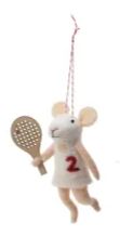 Wool Felt Mouse in Tennis Dress w/ Racket