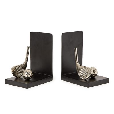 Golf Bookends with Nickel Finish