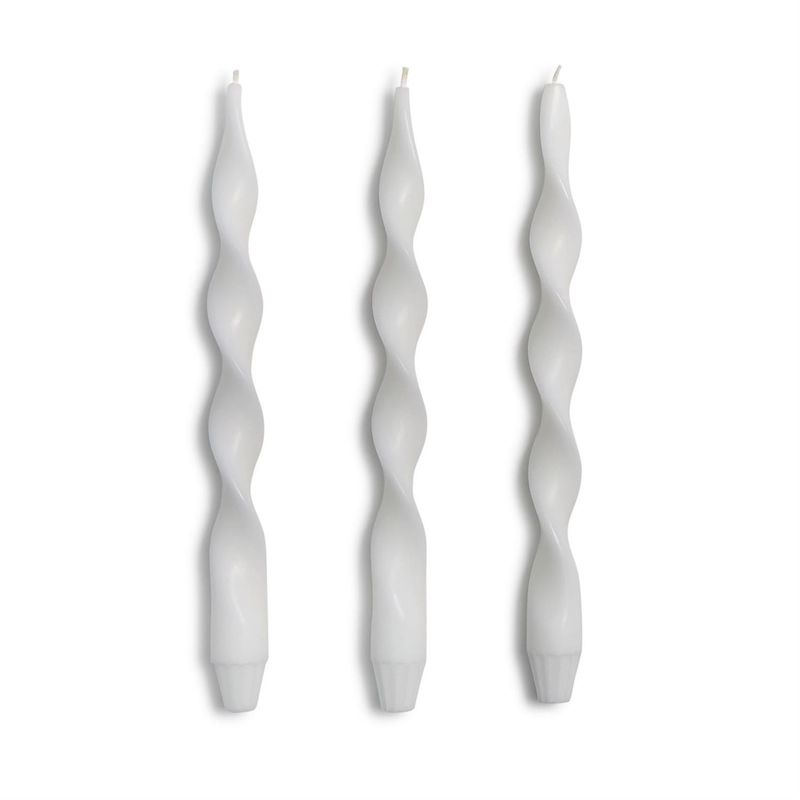 White 12" Twist Taper Candles (S/3)