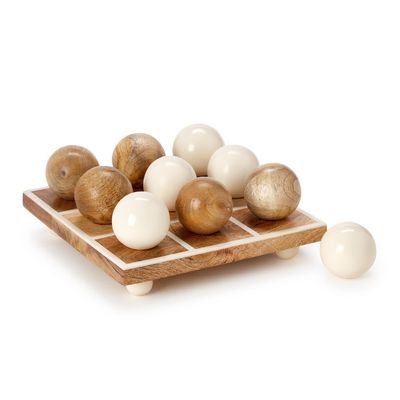 Hand-Crafted Footed Tic-Tac-Toe Game w/ Round Balls