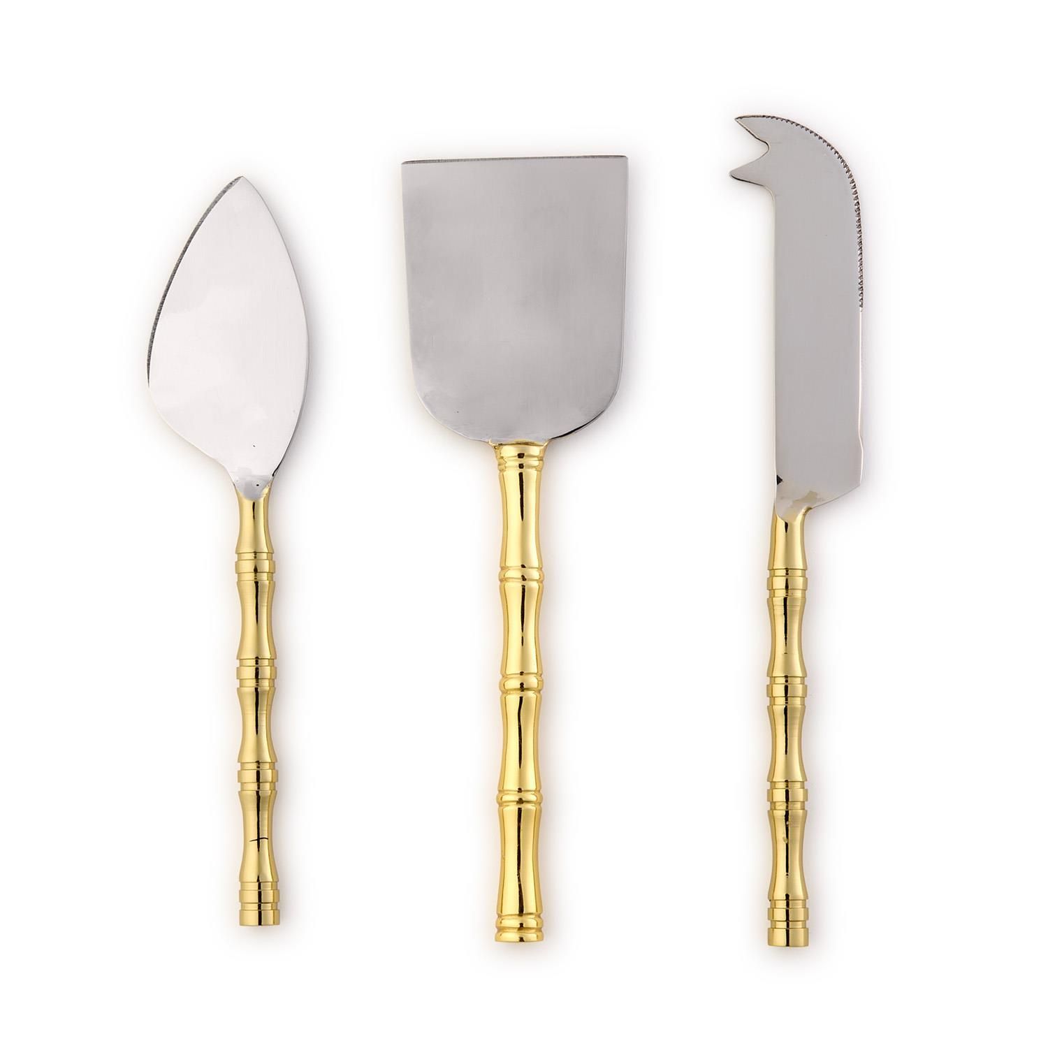 Gold Bamboo Cheese Knives (Set of 3)
