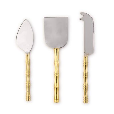 Gold Bamboo Cheese Knives (Set of 3)