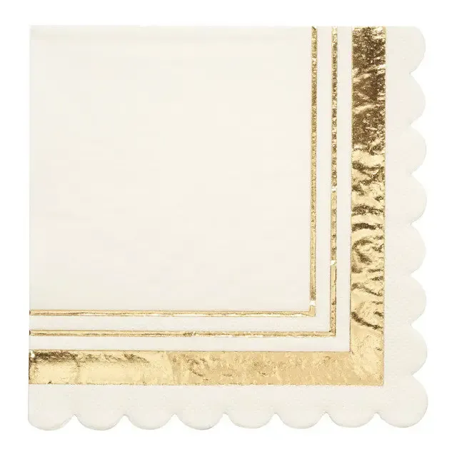 Cocktail Napkin Gold &amp; White