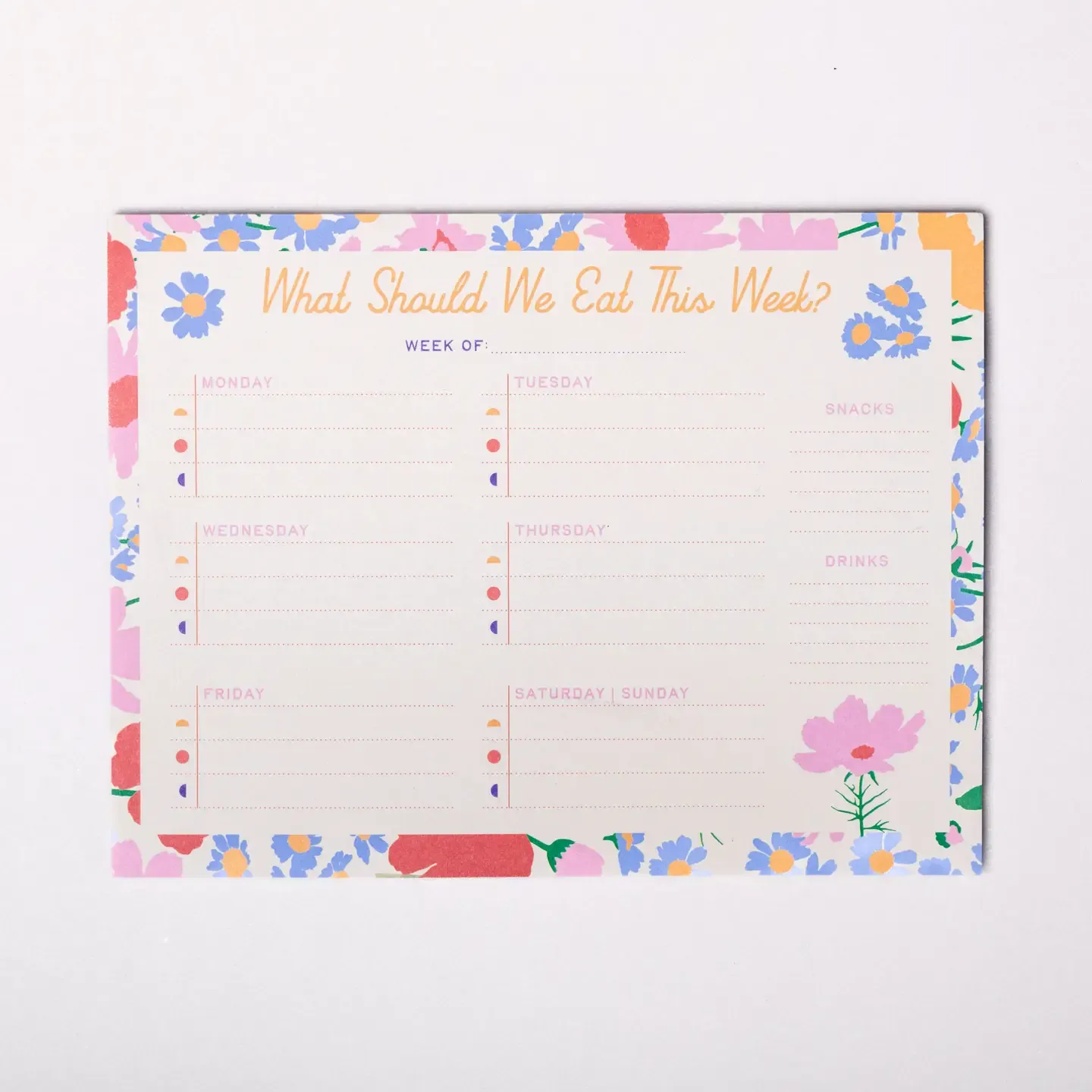 Floral Meal Planner and Shopping List Set
