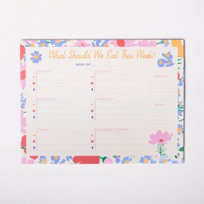 Floral Meal Planner and Shopping List Set