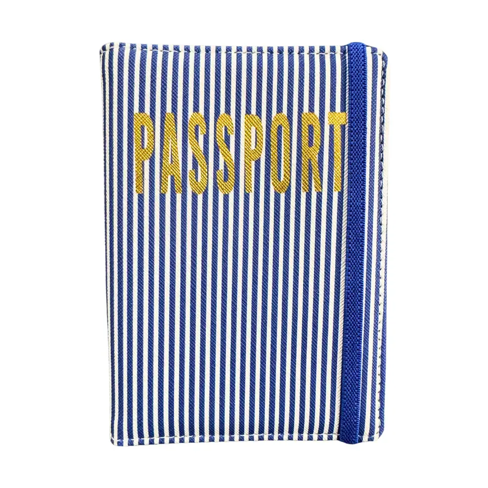 Navy Stripe Vegan Leather Passport Case