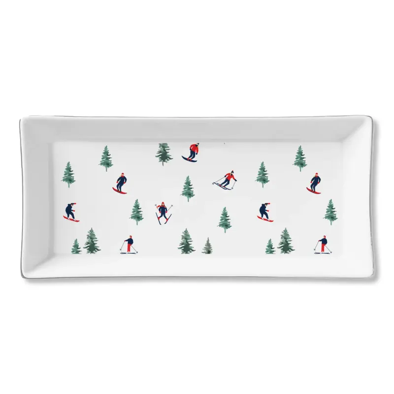 Skiers Ceramic Serving Tray
