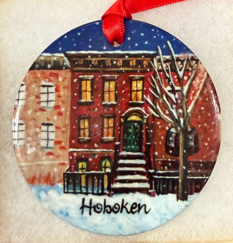 Porcelain Hoboken Ornament - Holiday Brownstone