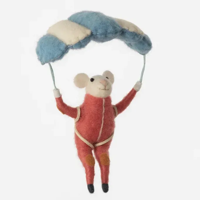 Parasailing Mouse Ornament in Red w/ Blue Parachute