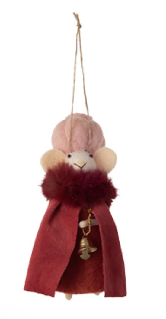 Wise Man Mouse Ornament in Red