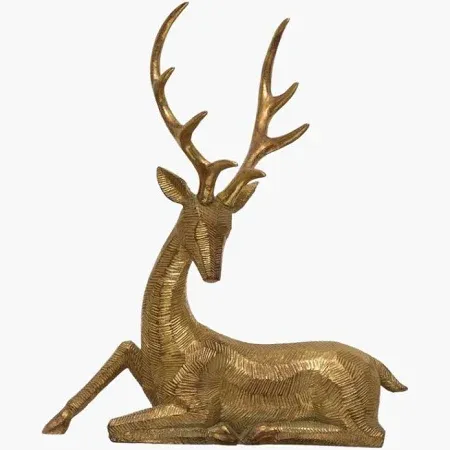 8.5&quot;H Resin Sitting Deer - Gold Finish